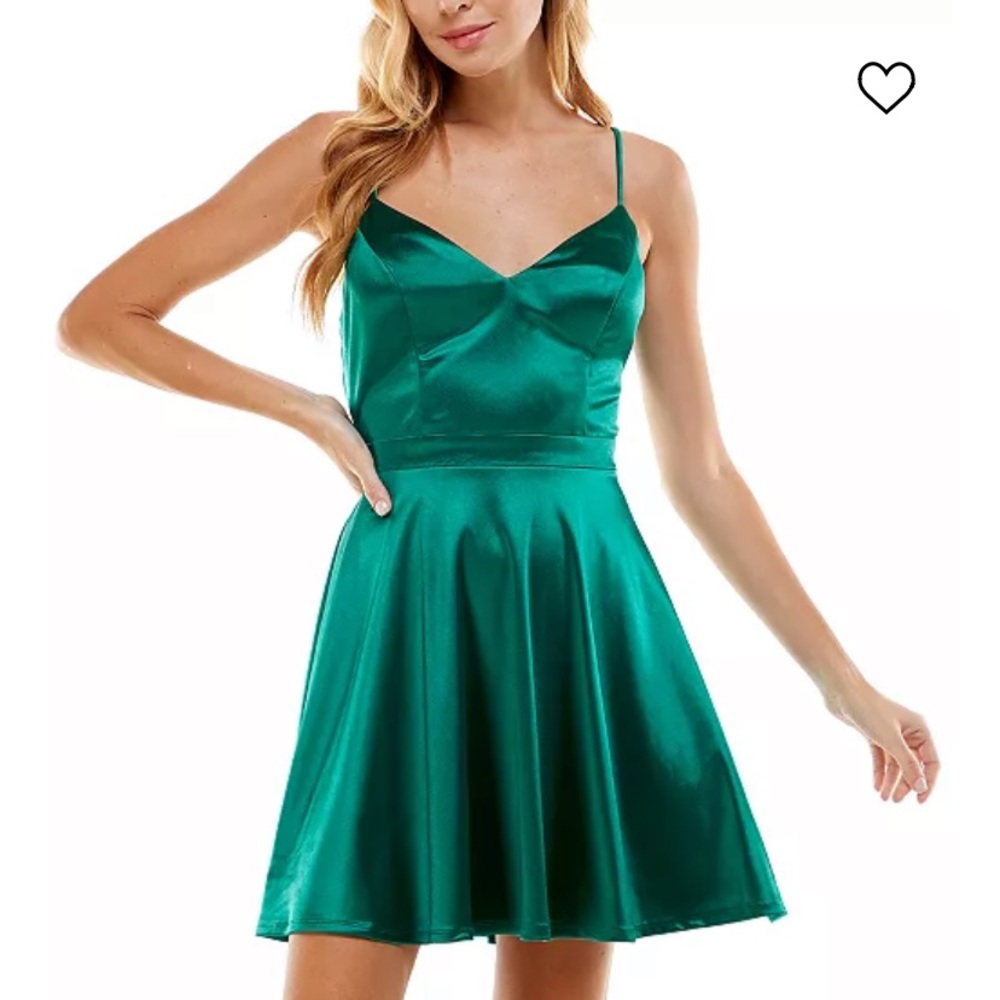 Spaghetti Strap Green Open Back Dress